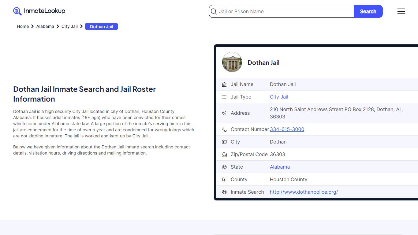 Dothan Jail (AL) Inmate Search Alabama - Inmate Lookup